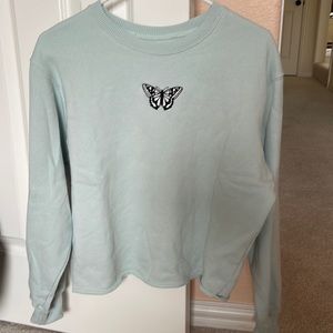 hollister mint green butterfly crewneck